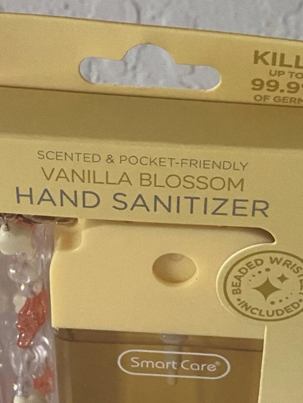Smart Care Scented Hand Sanitizer Spray 1.35 Oz Vanilla Blossom Beaded Wristlet